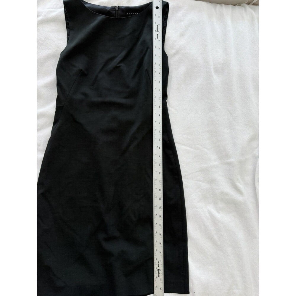 Theory Black Wool Sheath Dress Minimalist Sleeveless Size 4 Made in USA - Picture 6 of 9